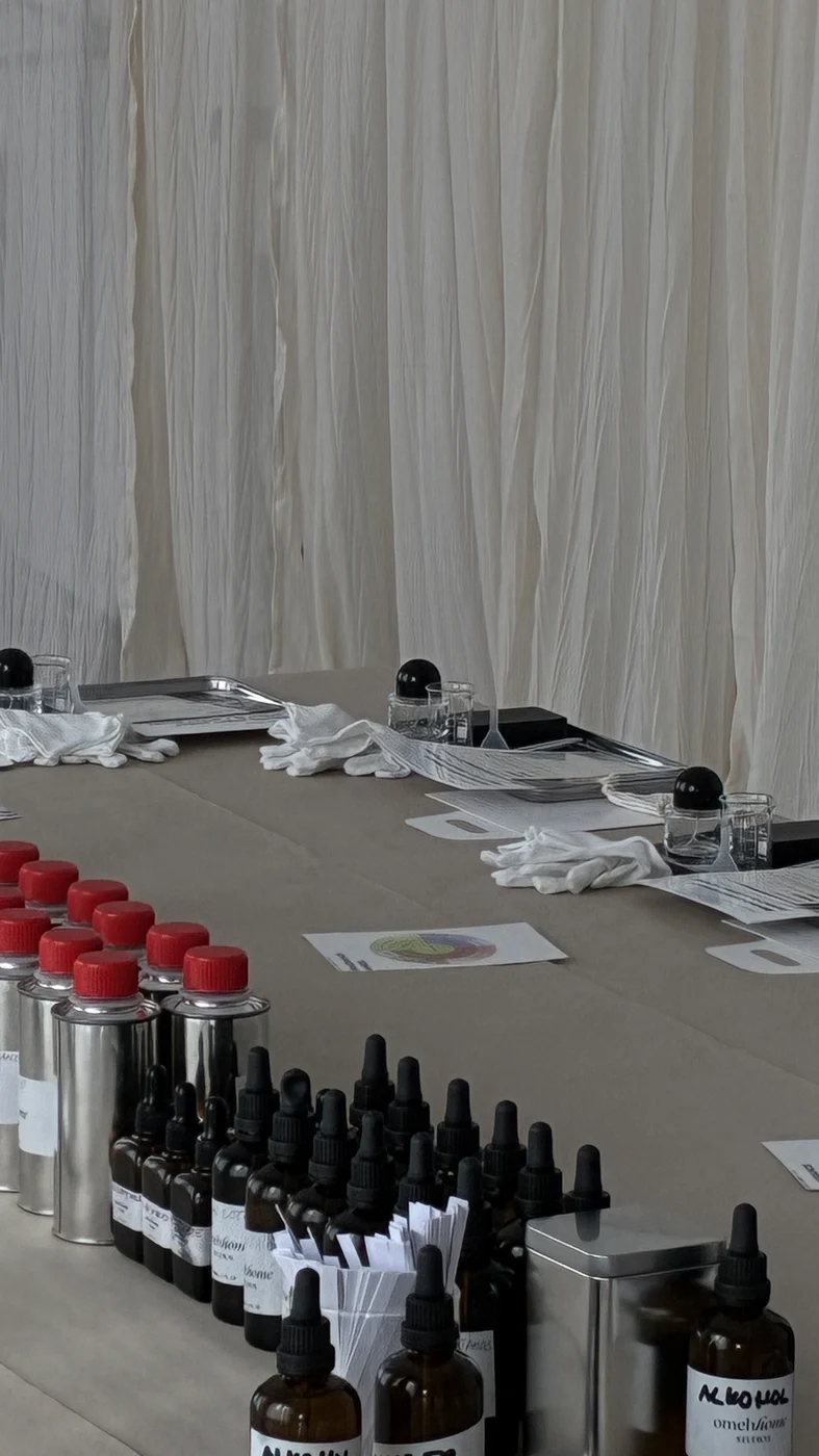 Vorbereiteter Raumduft-Workshop mit Duftnoten und Materialien